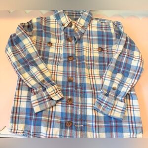 Duluth Trading Company 3 Flannel Kids Blue & White Plaid Button Down Boy’s Shirt